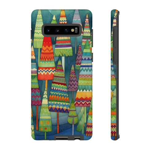 Knitted Christmas Trees - Impact Resistant Phone Case Samsung Galaxy S10 Plus Glossy
